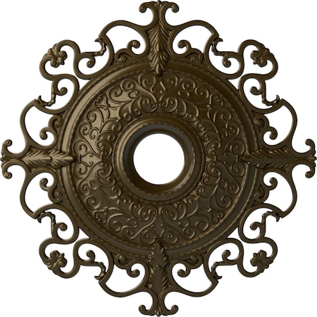 Ekena Millwork Orleans Ceiling Medallion (Fits Canopies up to 8 1/4"), 38 3/8"OD x 6 5/8"ID x 2 7/8"P, Brass CM38OLBRS